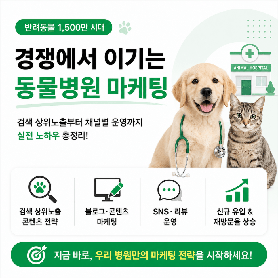 동물병원 마케팅, 어디서부터 시작할까 — 상위노출까지 잡는 실전 전략