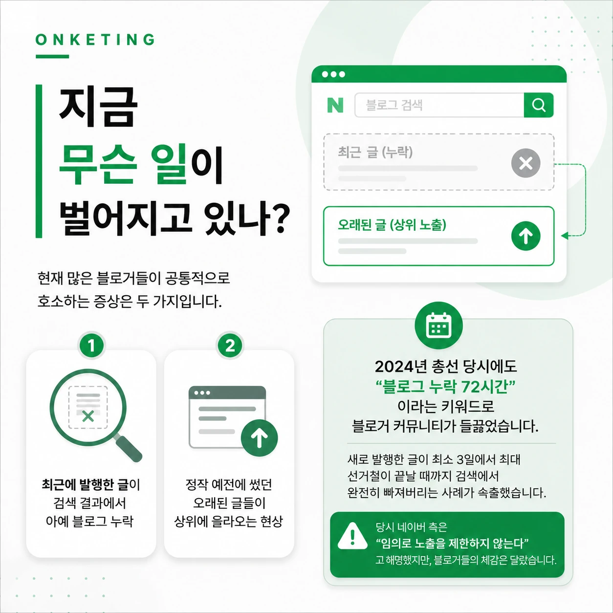 선거철마다 내 블로그 누락되는 이유, 온케팅이 제대로 알려드립니다